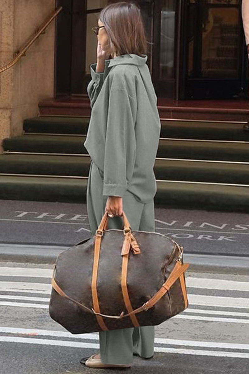 Classic Button-Up Shirt and Pants Set