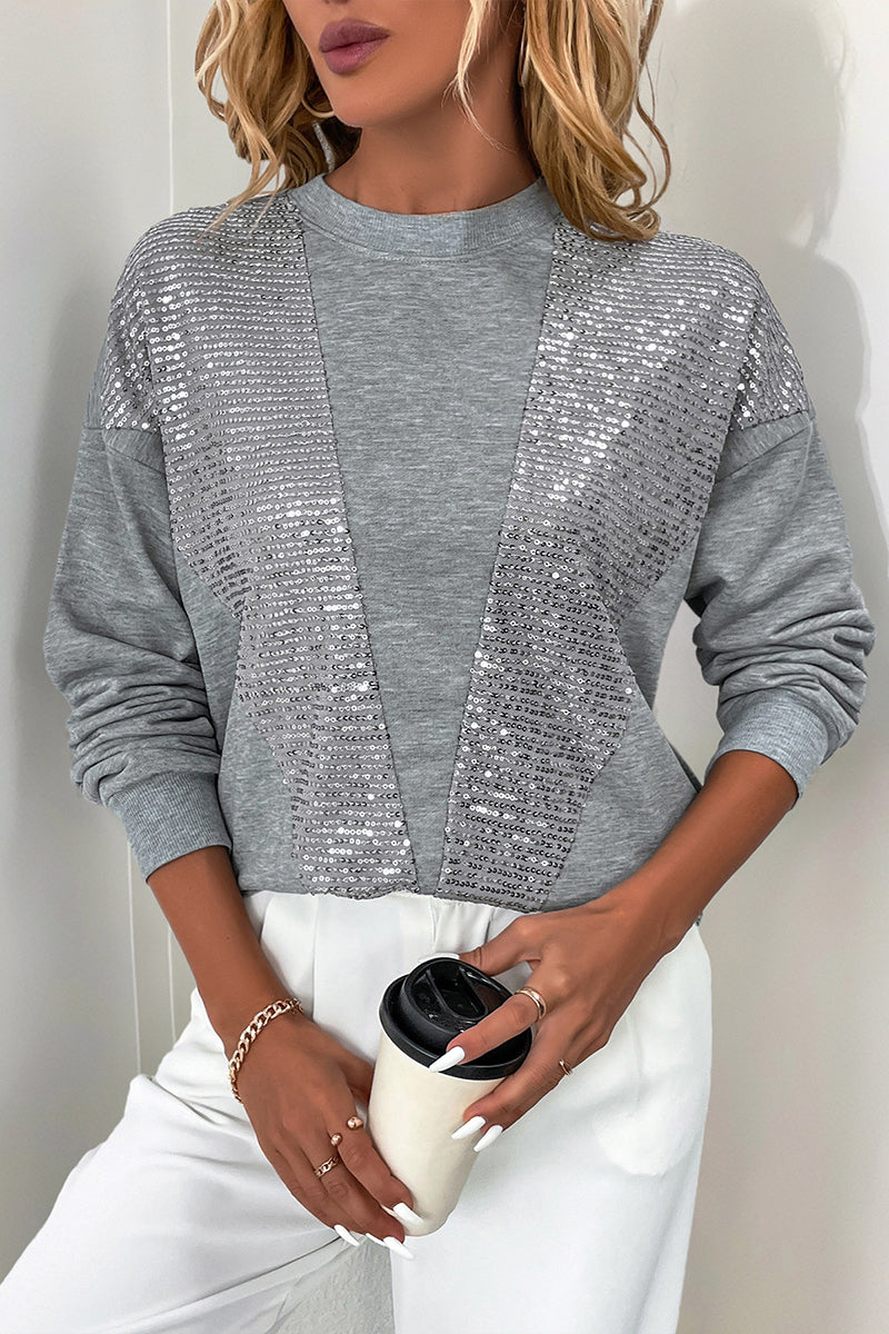 Sequin Detail Crew Neck Sweatshirt