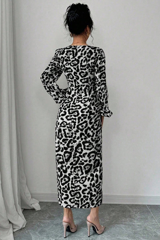 Chic Leopard Print Long Sleeve Dress