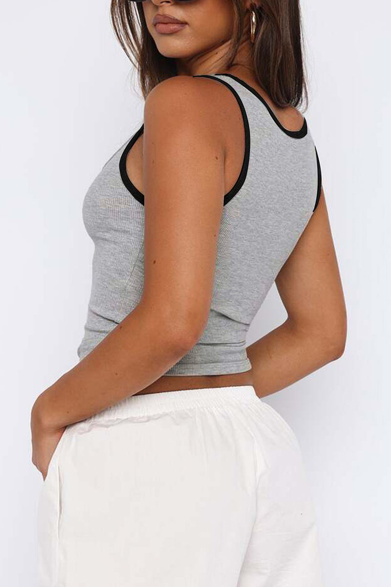 Square Neck Ribbed Tank Top