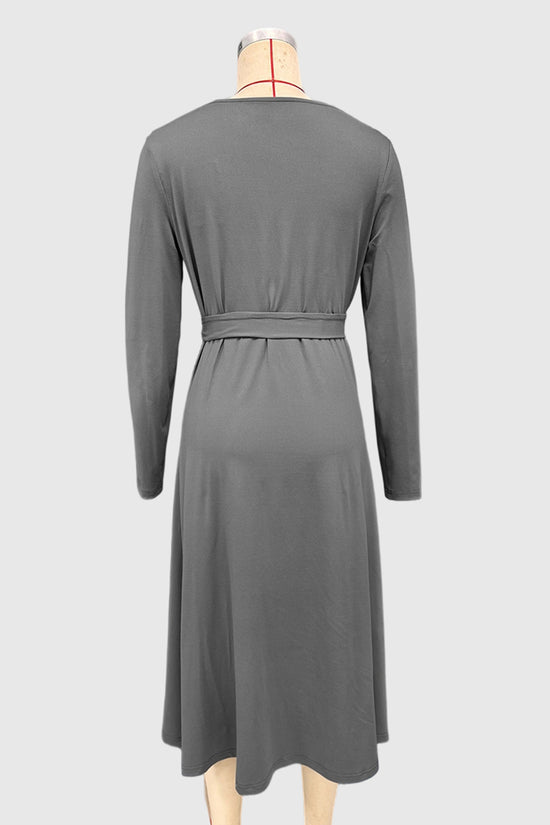 Long Sleeve Belted Midi Dress