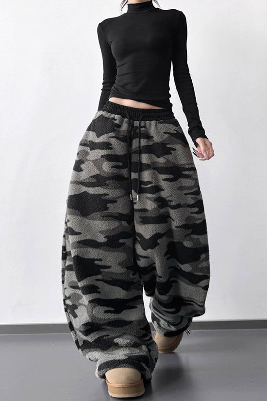 Wide-Leg Camouflage Casual Pants