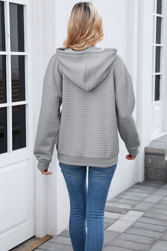 Textured Casual Hoodie with Pocket