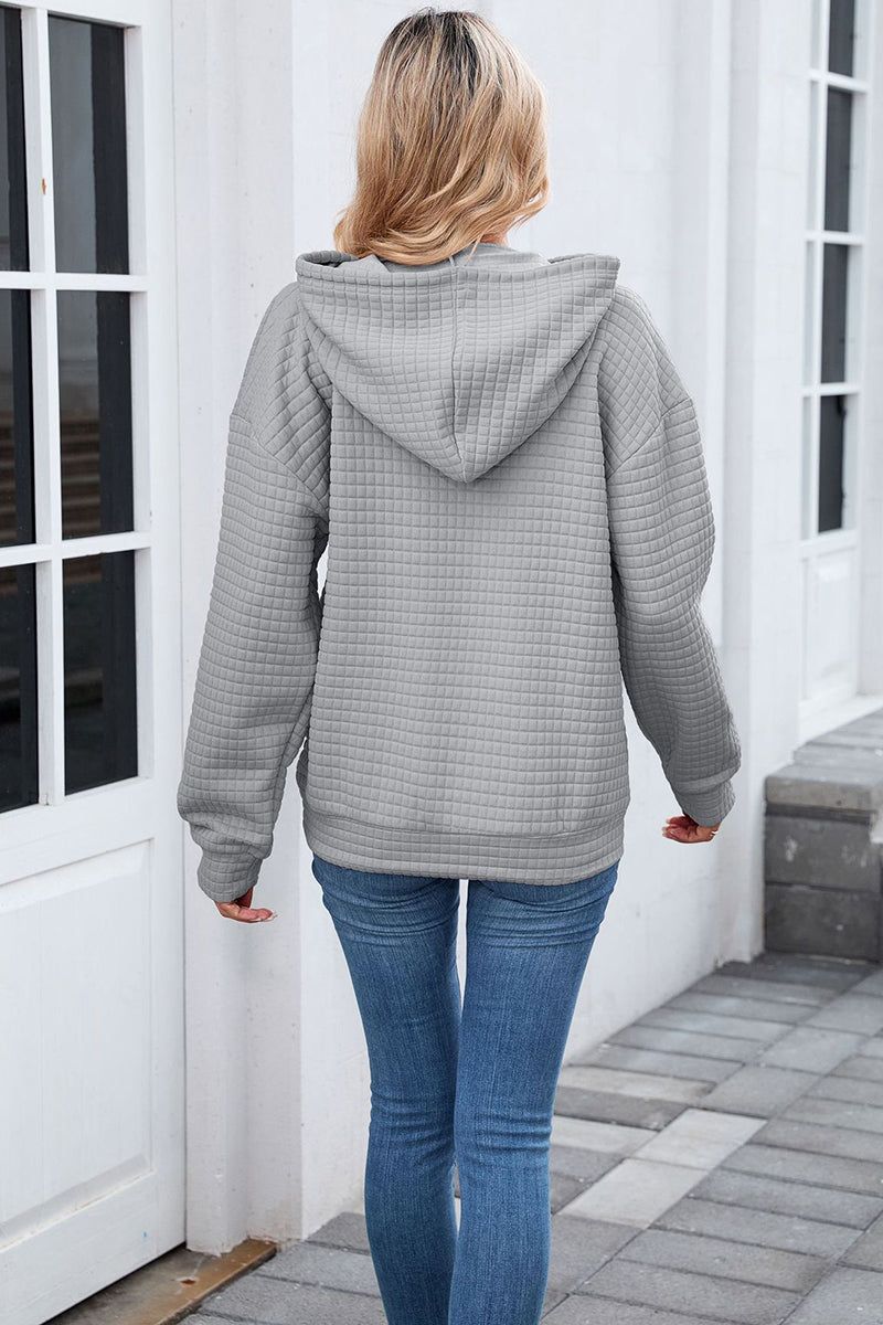 Textured Casual Hoodie with Pocket
