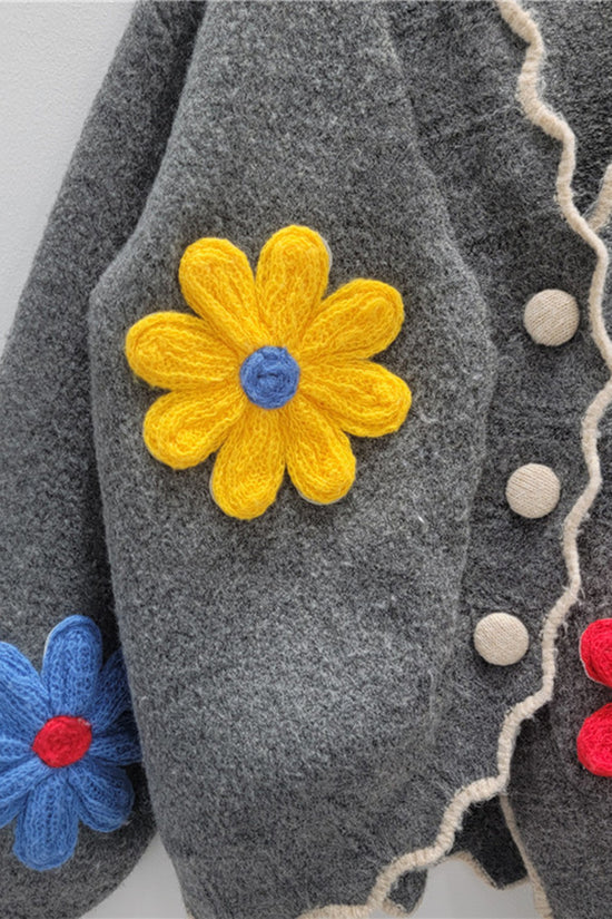 Floral Detail Buttoned Cardigan