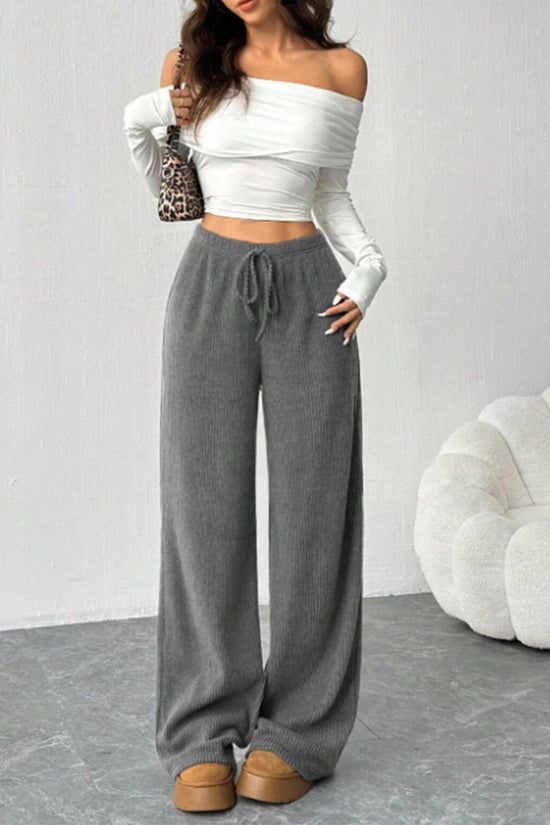 Relaxed Fit High Waist Drawstring Pants