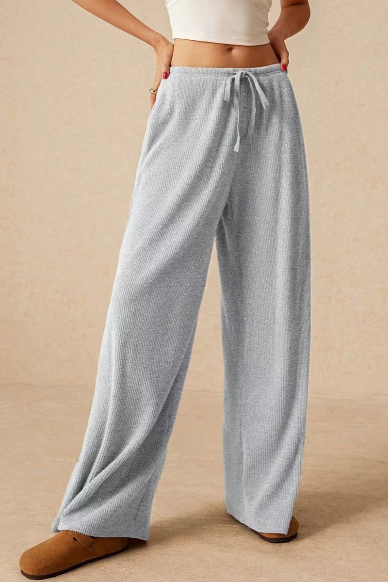 Comfy Ribbed Drawstring Casual Pants