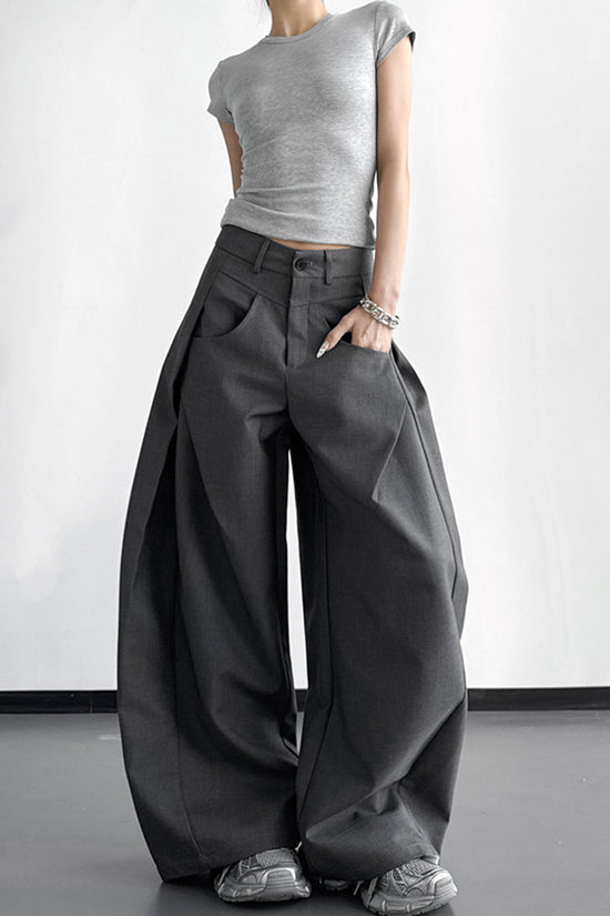 Wide-Leg Statement Casual Pants