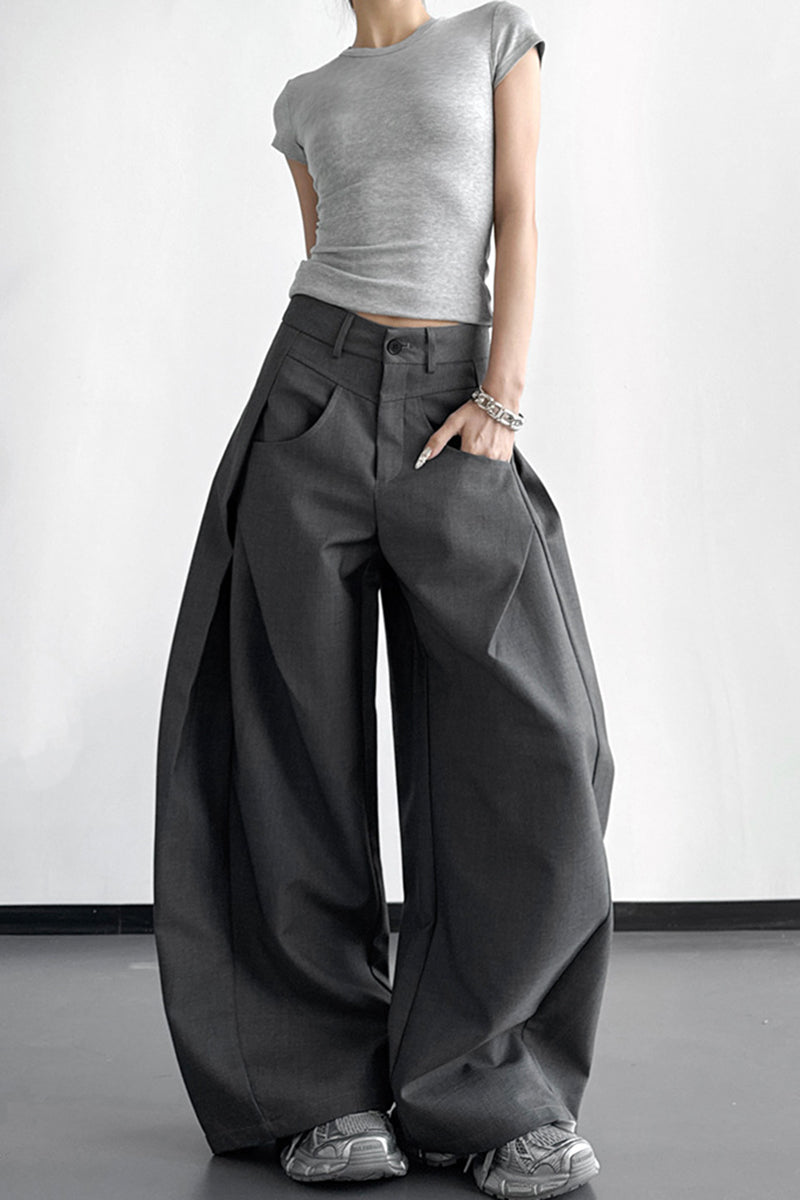 Wide-Leg Statement Casual Pants