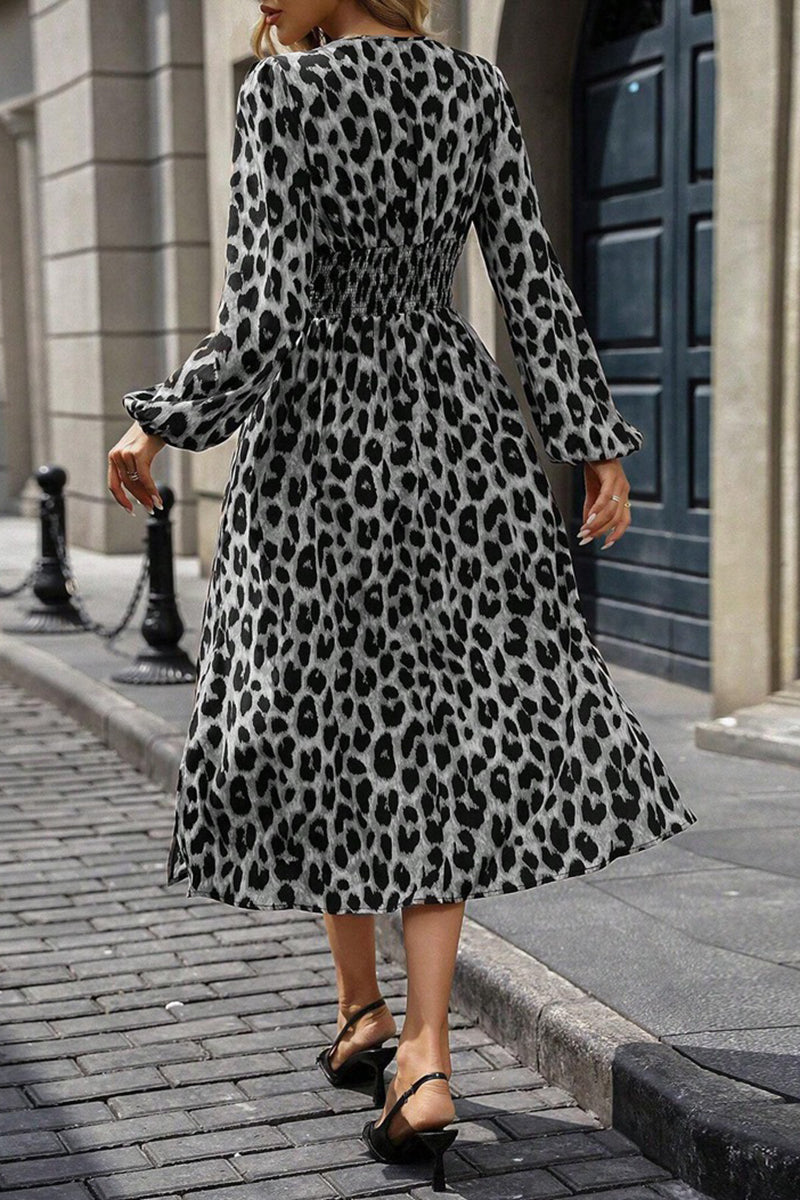 Chic Leopard Print Midi Dress