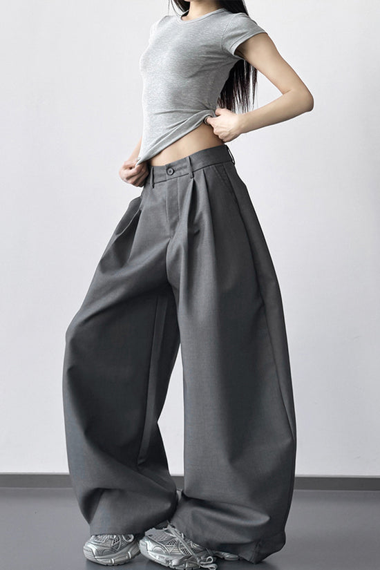 Wide-Leg Flowing Casual Pants