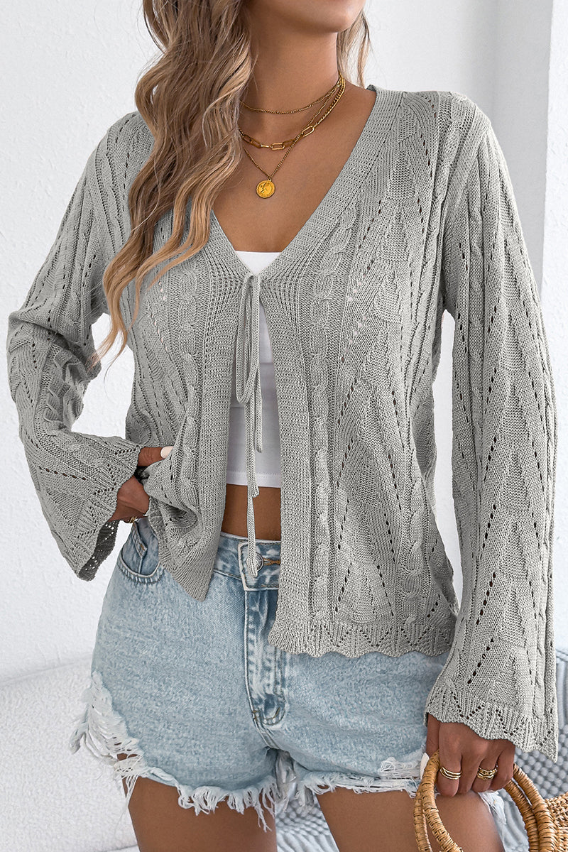 Elegant Tie-Front Open Cardigan