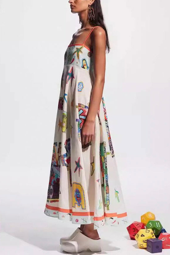 Graphic Print Sleeveless Maxi Dress