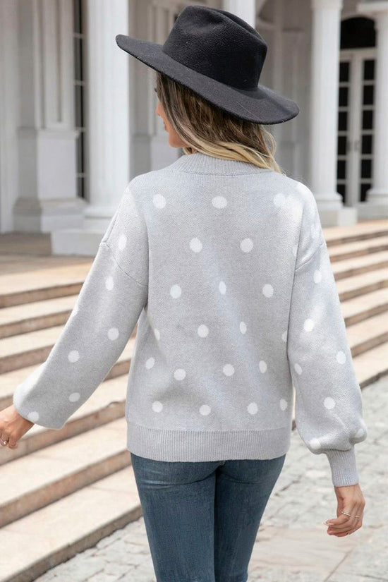 Polka Dot Puff Sleeve Sweater