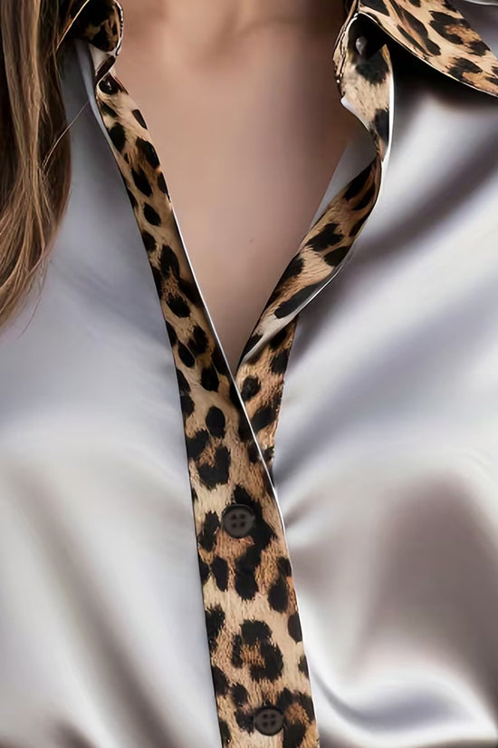 Chic Blouse with Animal Print Trim