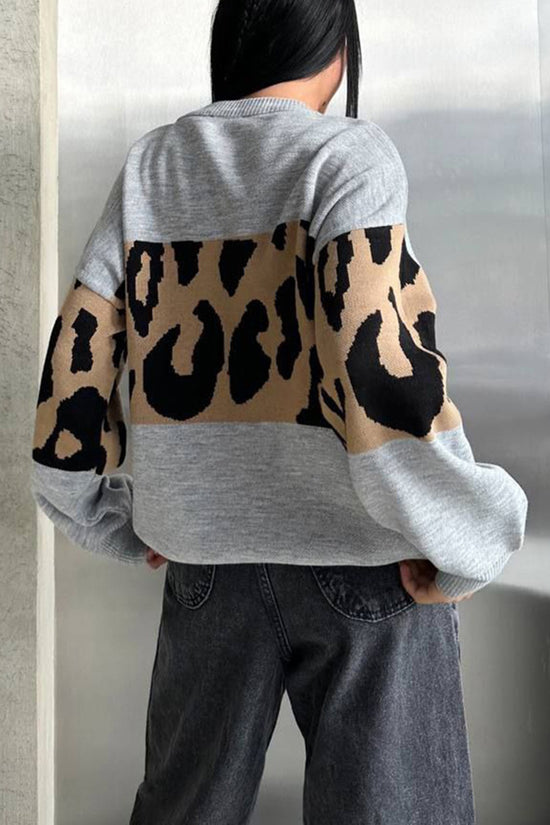 Animal Print Colorblock Sweatshirt