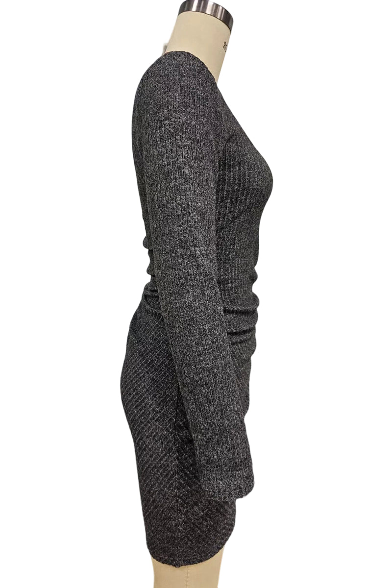 Ribbed Long Sleeve Bodycon Casual Dress