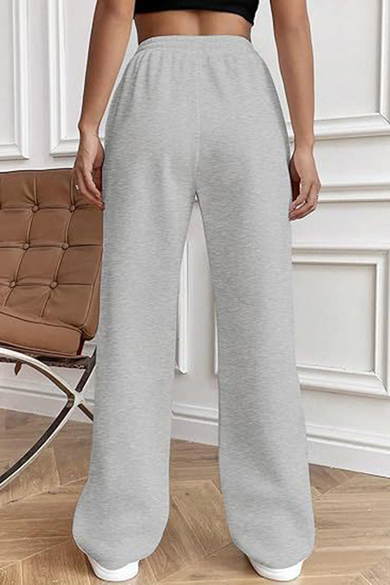 Elegant Drawstring Casual Wide-Leg Pants