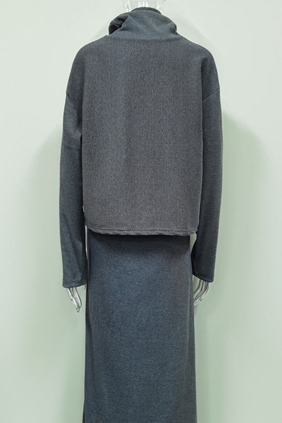 Ribbed Turtleneck Skirt Set