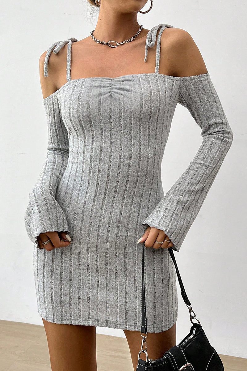 Off-Shoulder Tie Strap Casual Dress