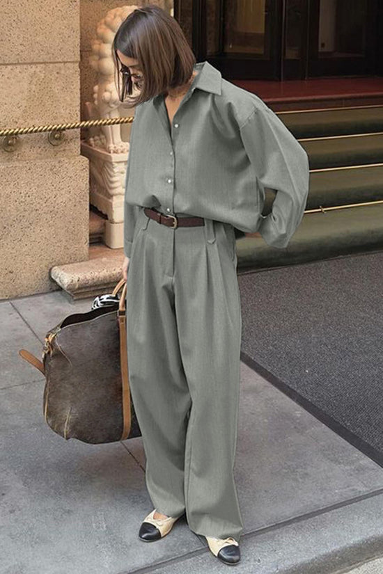 Classic Button-Up Shirt and Pants Set