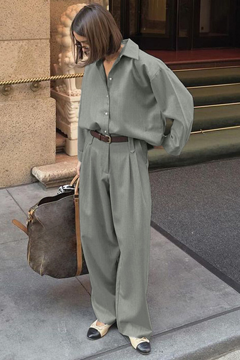 Classic Button-Up Shirt and Pants Set