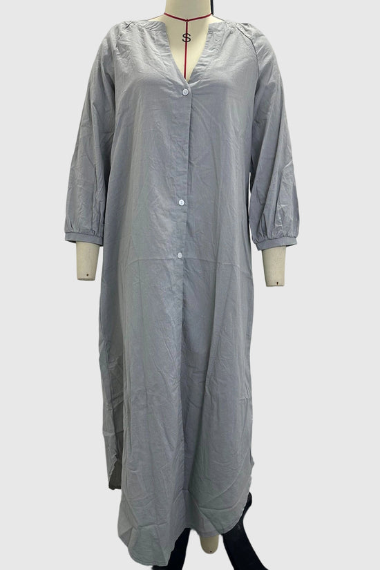 Button-Down Long Sleeve Casual Dress