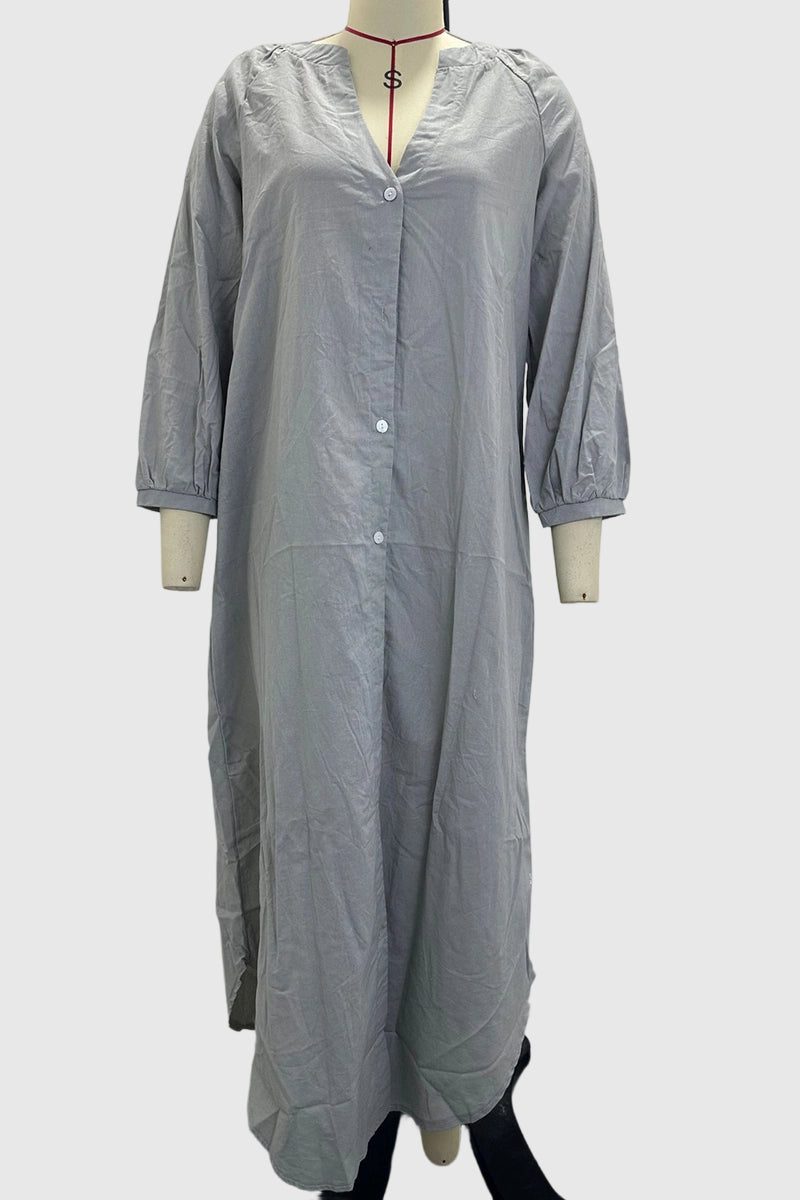 Button-Down Long Sleeve Casual Dress