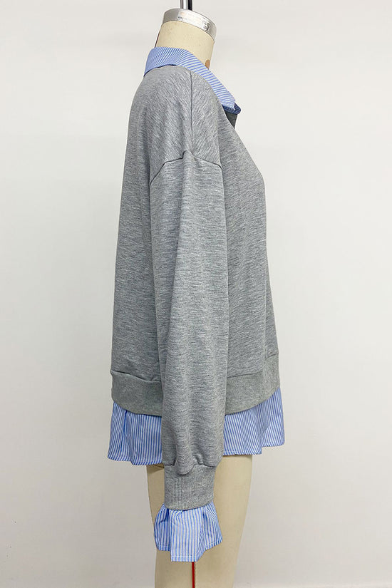Chic Layered Sweatshirt with Striped Details