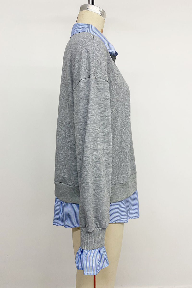 Chic Layered Sweatshirt with Striped Details