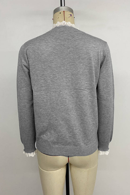 Elegant Lace Trim Pullover Sweater
