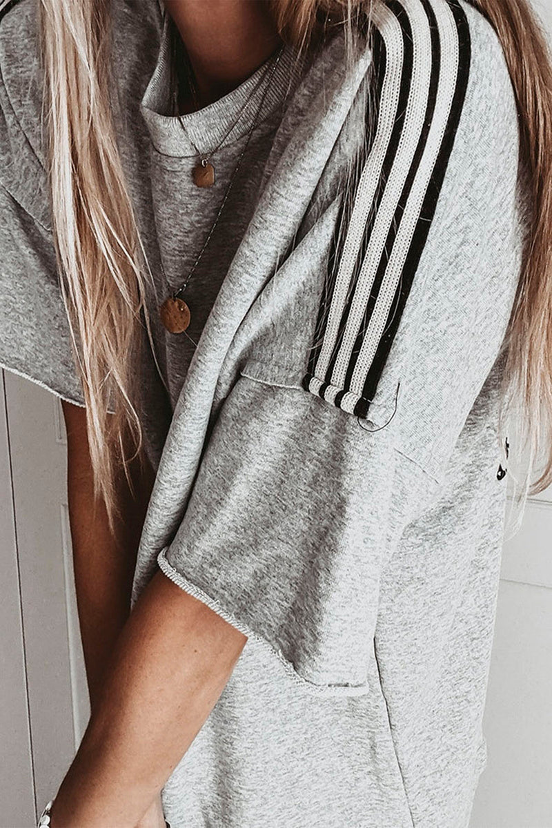 Striped Sleeve Relaxed Fit T-Shirt