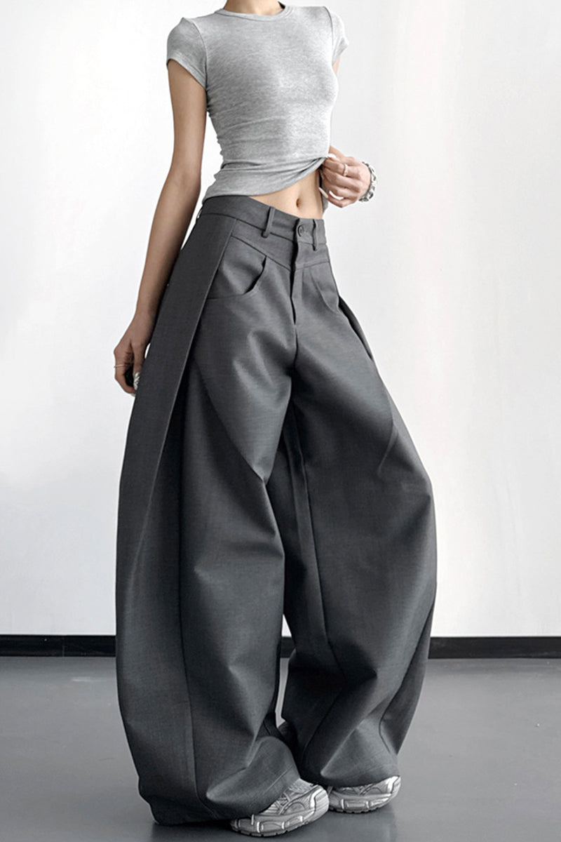 Wide-Leg Statement Casual Pants