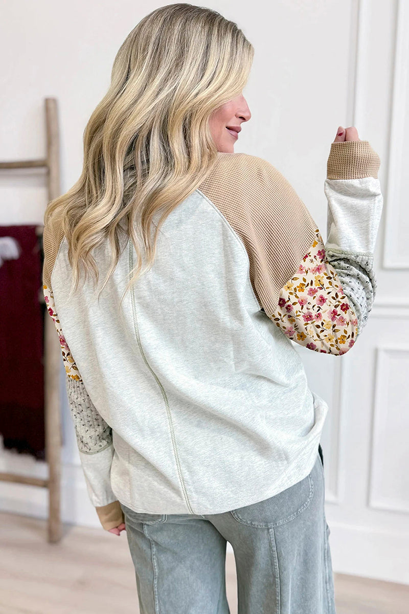 Mixed Print Patchwork Pullover Top