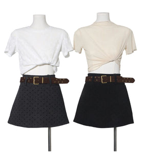Polka Dot Mini Skirt with Belt