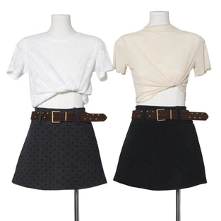 Polka Dot Mini Skirt with Belt