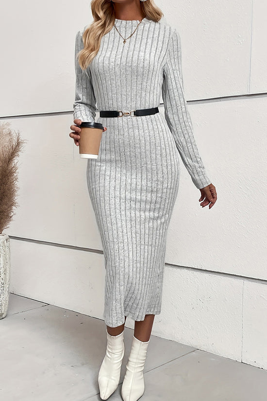 Ribbed Long Sleeve Bodycon Dress