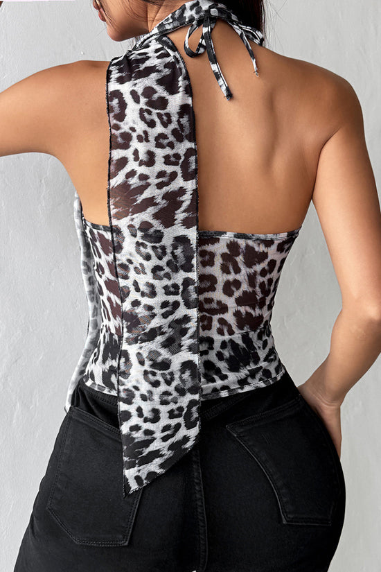Leopard Print Halter Neck Top
