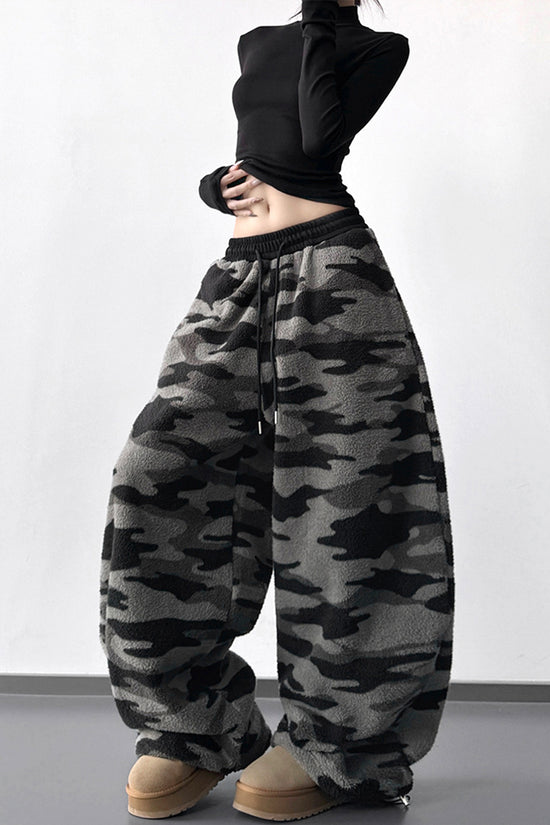 Wide-Leg Camouflage Casual Pants