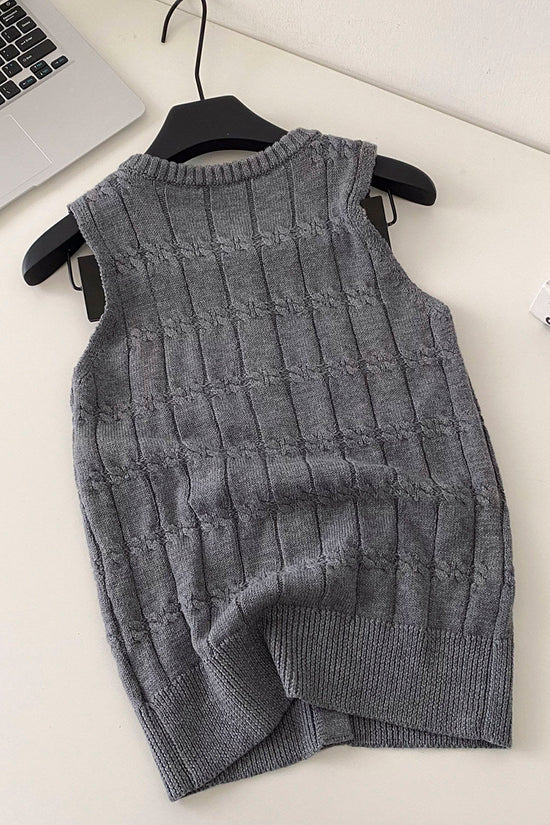 Classic Sleeveless Button-Up Sweater Vest
