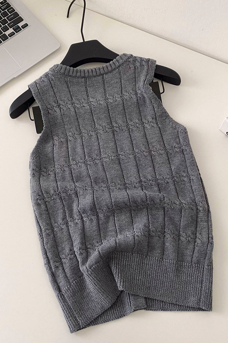 Classic Sleeveless Button-Up Sweater Vest