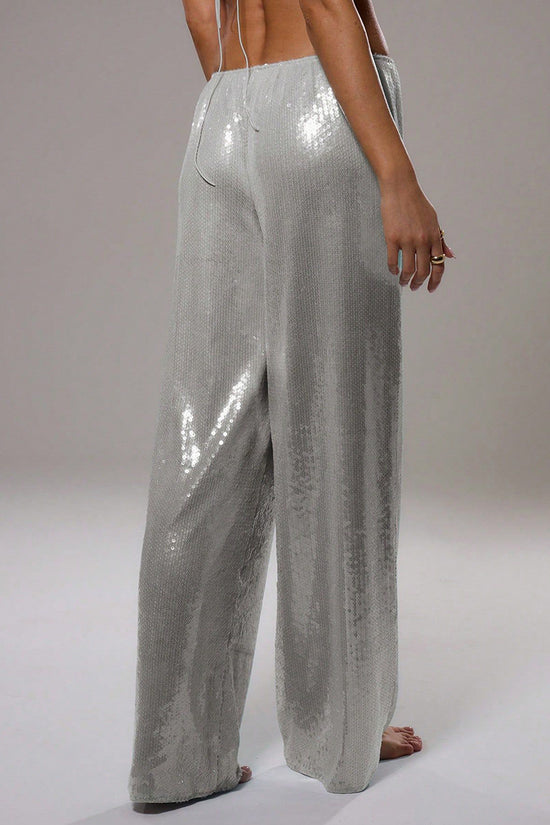 Sparkly Wide-Leg Casual Pants
