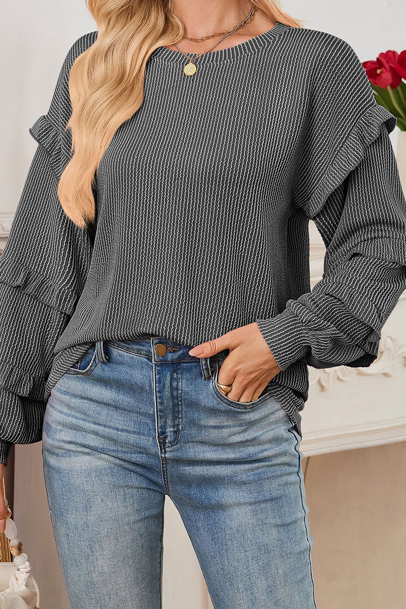 Ruffled Sleeve Casual Top