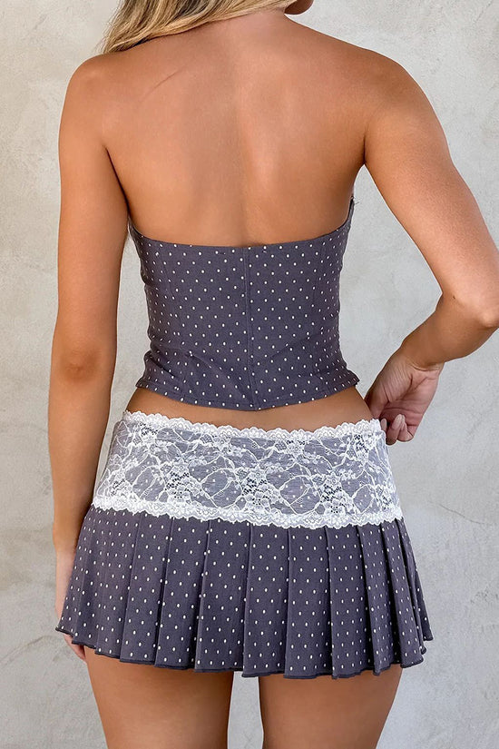 Strapless Polka Dot Lace Trim Set
