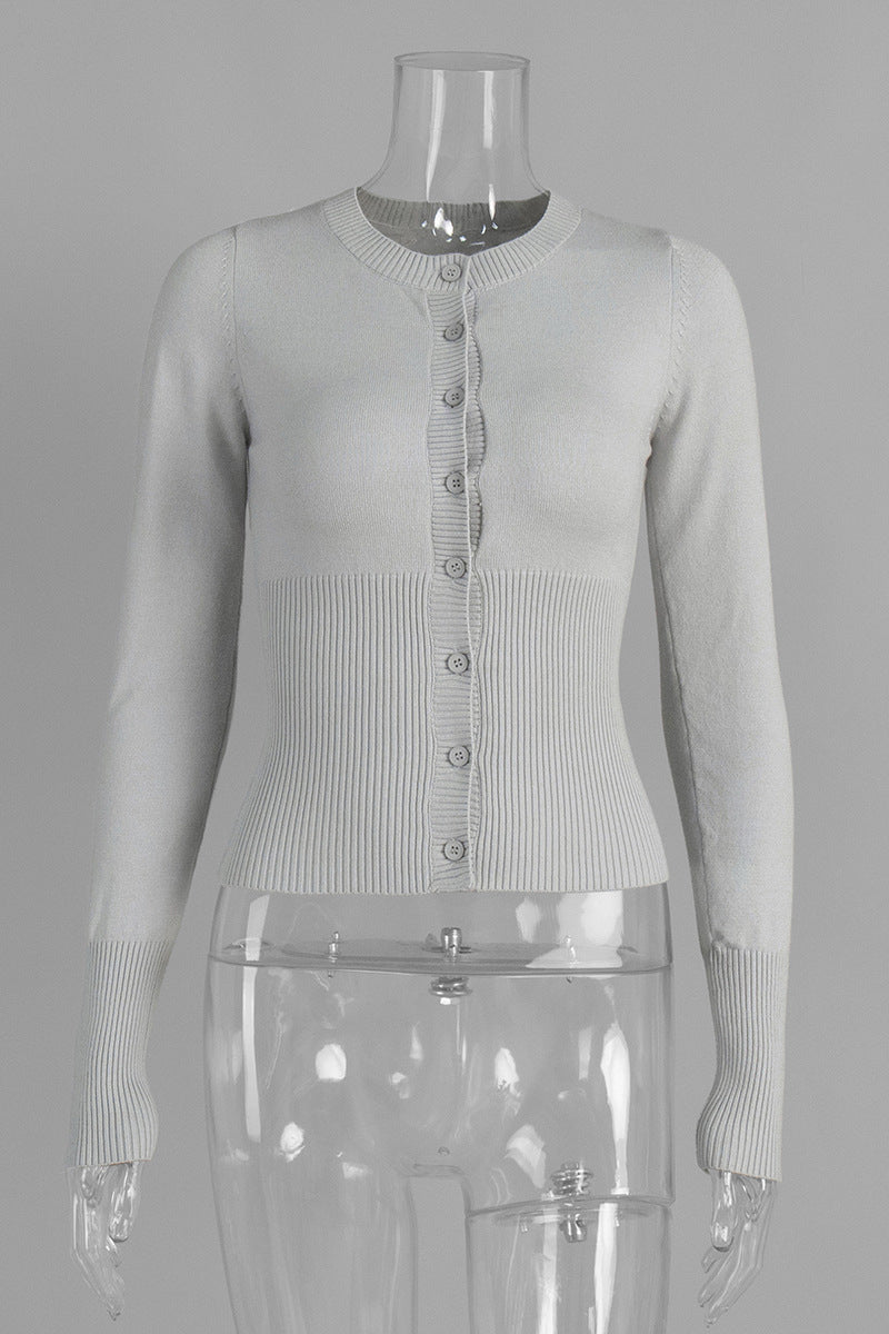 Classic Ribbed Button-Up Cardigan