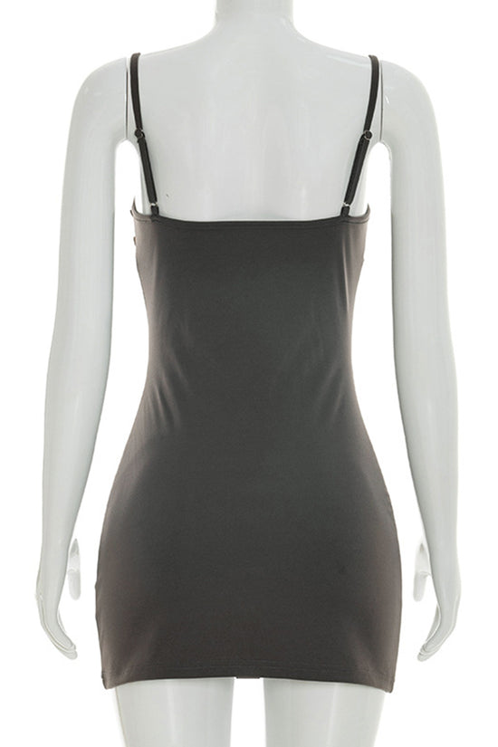 Button-Detail Sleeveless Bodycon Dress