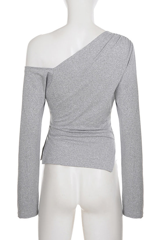 Asymmetric Long Sleeve Bodycon Top