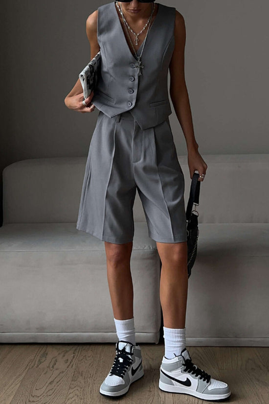 Sleeveless Vest and Short Suit Set
