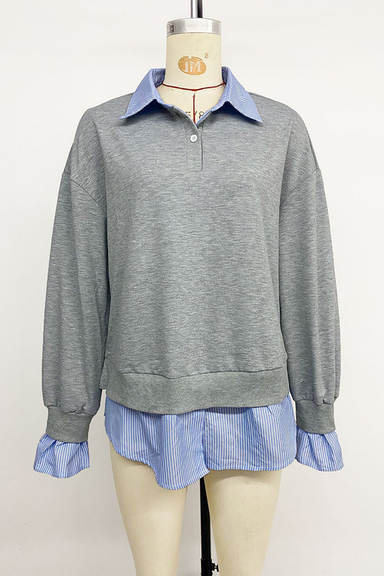 Chic Layered Sweatshirt with Striped Details