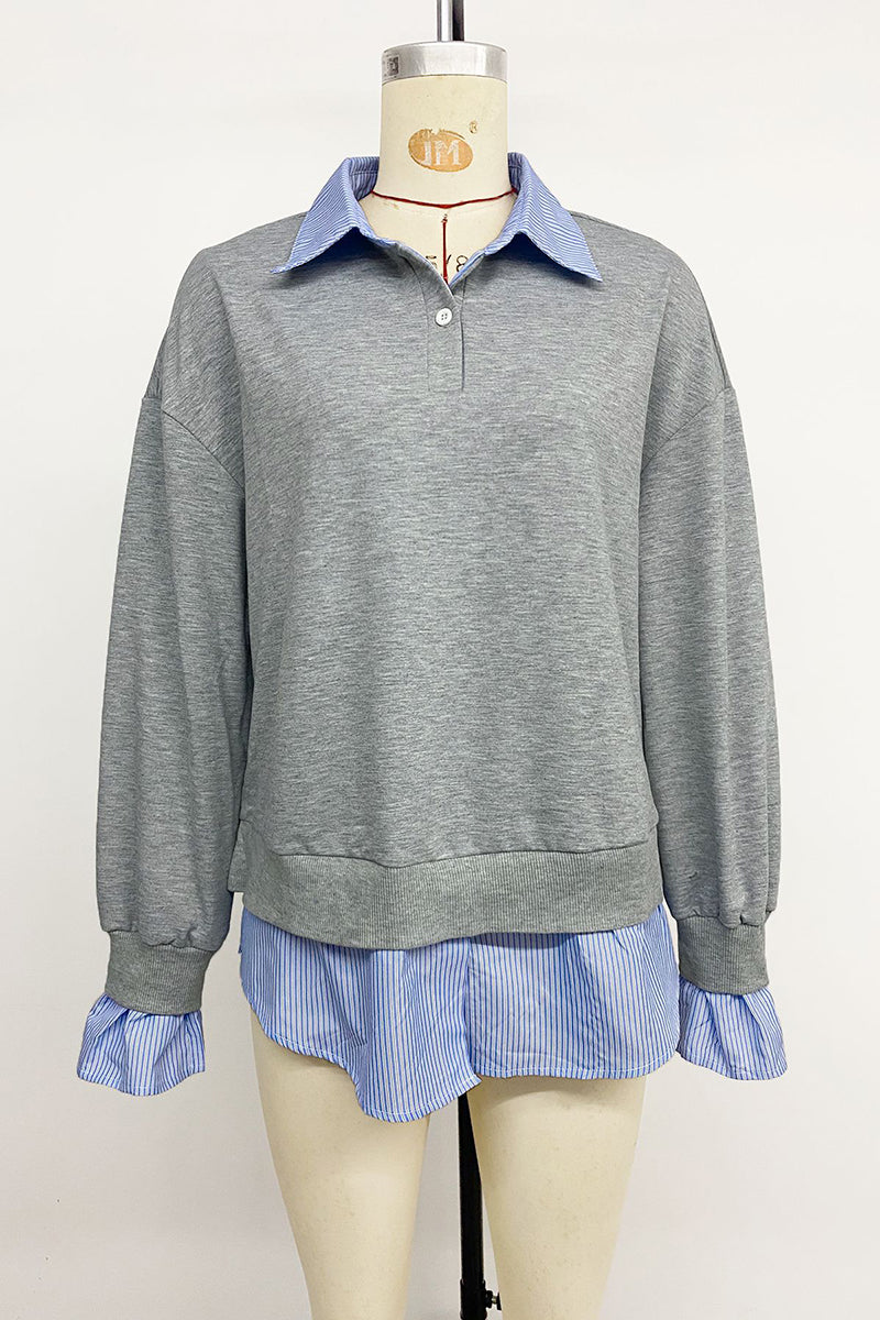 Chic Layered Sweatshirt with Striped Details
